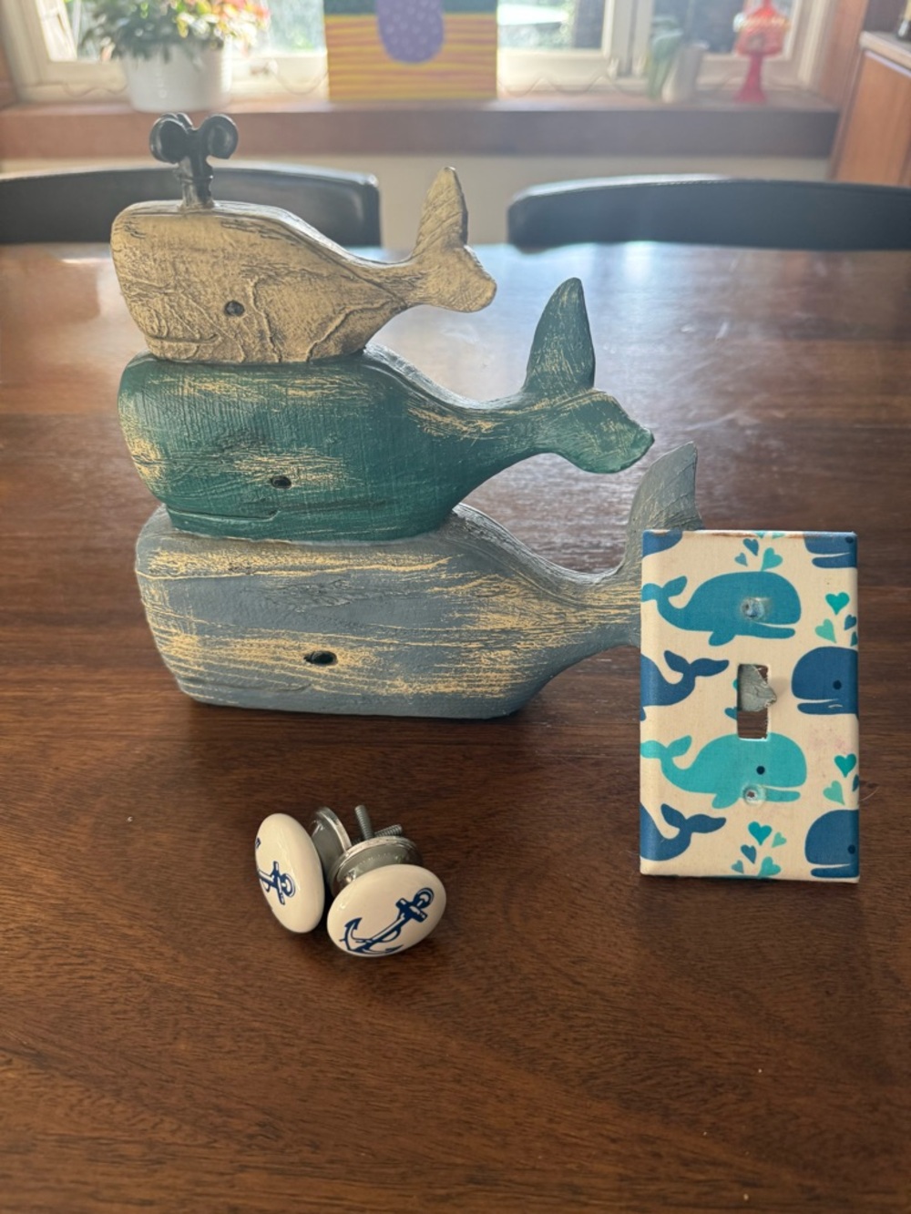 Coastal Whale Stack - Blue and Teal Home Accents